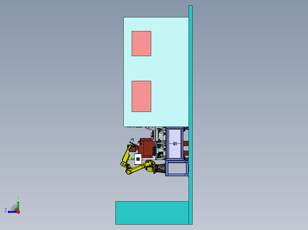 马达转子滴漆机机器人自动上料sw22可编辑右视图