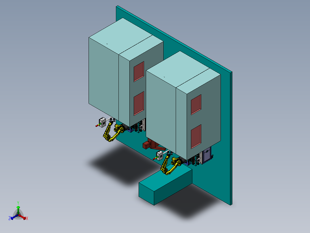 马达转子滴漆机机器人自动上料sw22可编辑正等轴测图