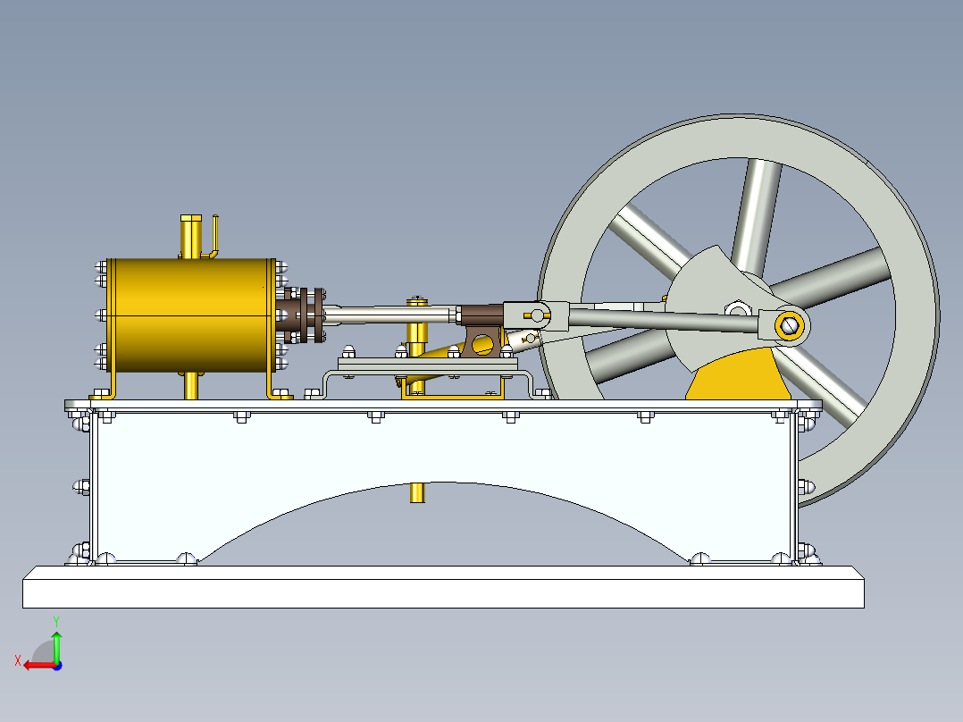 蒸汽机single-cylinder-steam-engine-2832-模型格式为 stp后视图