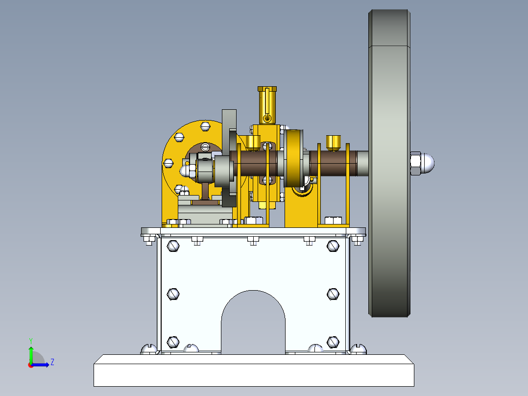 蒸汽机single-cylinder-steam-engine-2832-模型格式为 stp左视图
