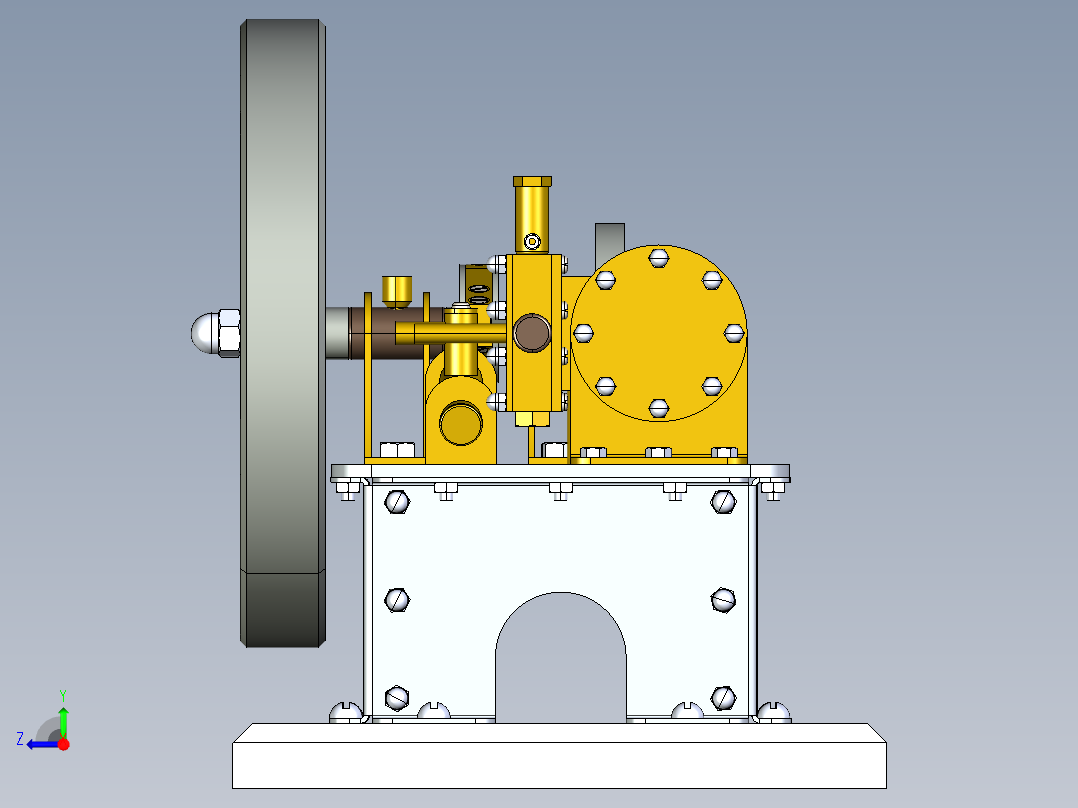 蒸汽机single-cylinder-steam-engine-2832-模型格式为 stp右视图