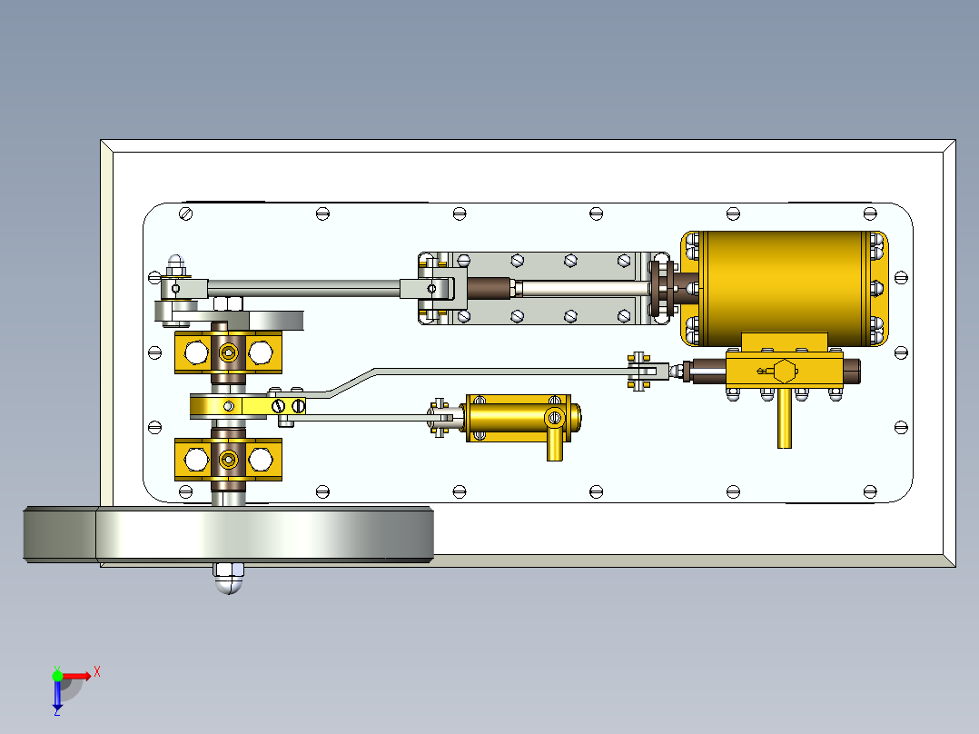 蒸汽机single-cylinder-steam-engine-2832-模型格式为 stp俯视图