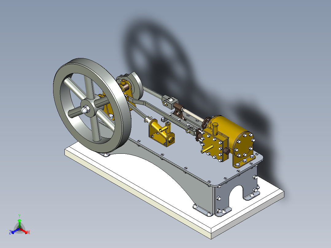 蒸汽机single-cylinder-steam-engine-2832-模型格式为 stp正等轴测图