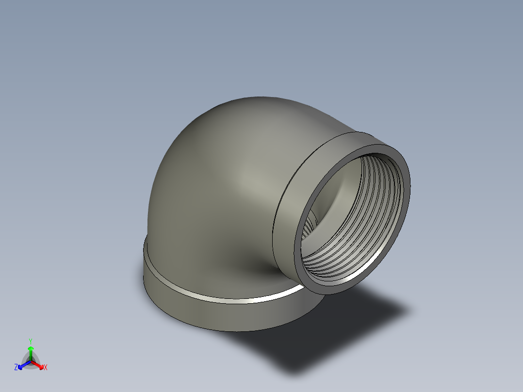 螺纹管弯头-异径内丝 DN40-DN32正等轴测图