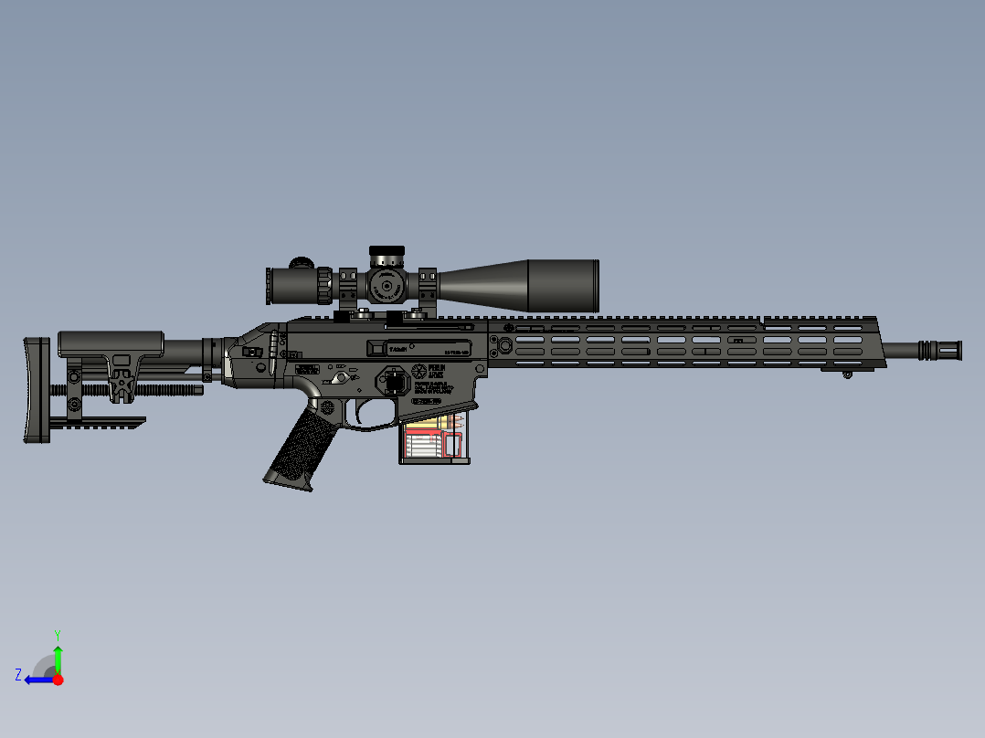 手枪左轮冲锋枪老式狙击步枪设计3D图纸perun-b-308-sniper STP右视图