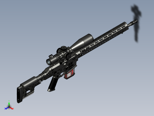 手枪左轮冲锋枪老式狙击步枪设计3D图纸perun-b-308-sniper STP正等轴测缩略图
