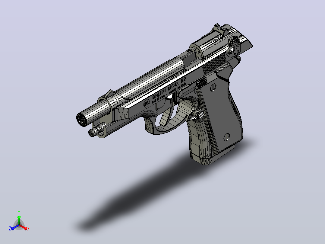 布鲁尼国防部。92射击枪9mm主视图