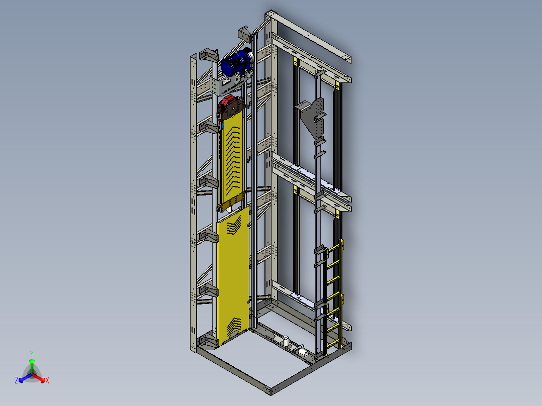 轿厢电梯结构正等轴测图