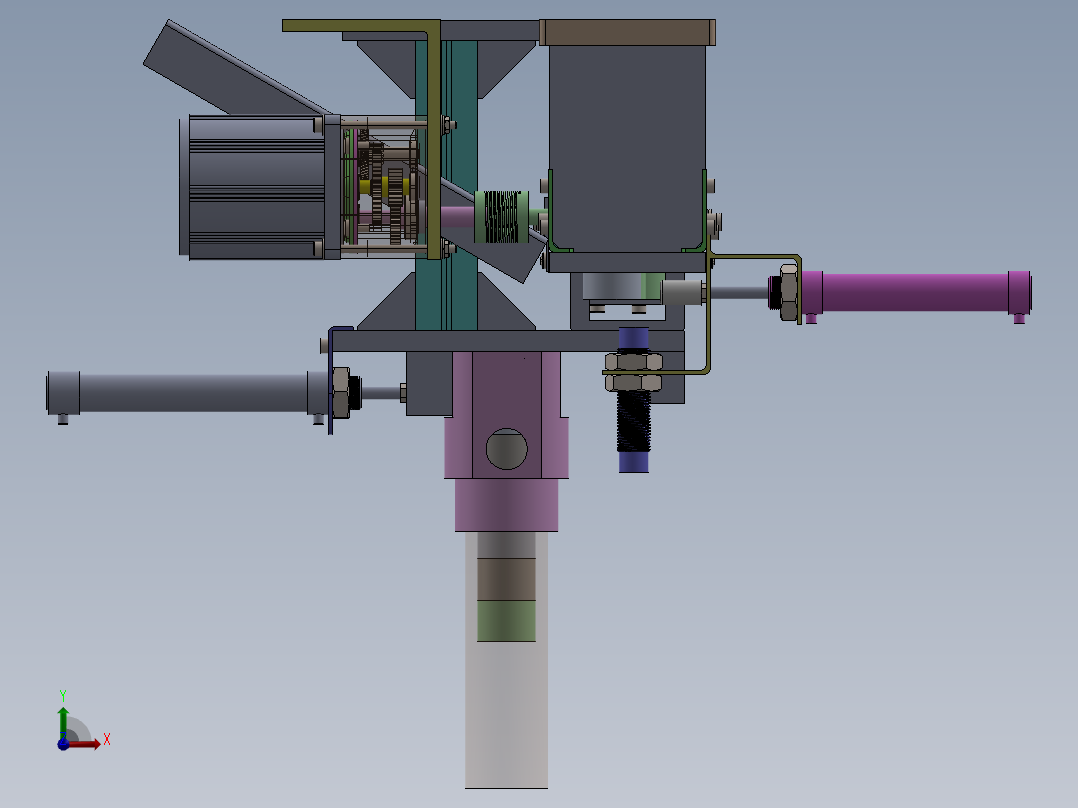 分拣结构教学模型3D图纸 Solidworks设计前视图