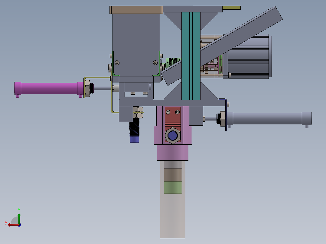 分拣结构教学模型3D图纸 Solidworks设计后视图