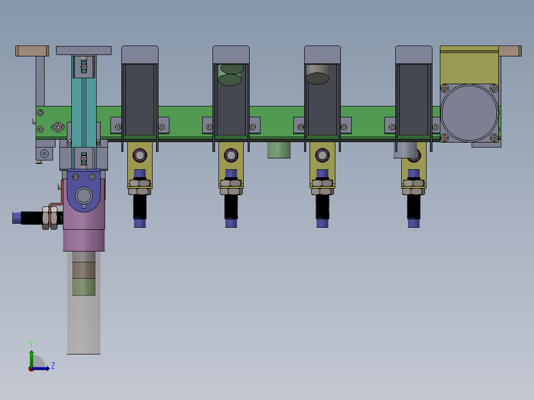 分拣结构教学模型3D图纸 Solidworks设计左视图