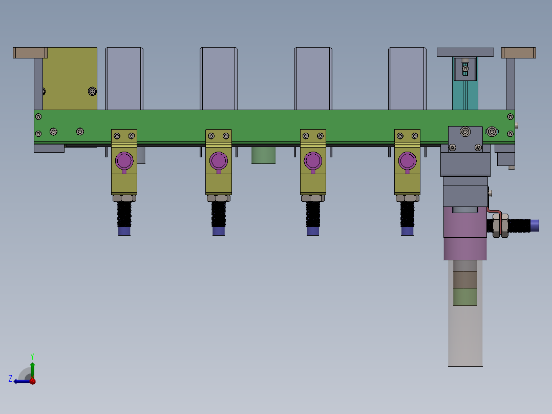分拣结构教学模型3D图纸 Solidworks设计右视图