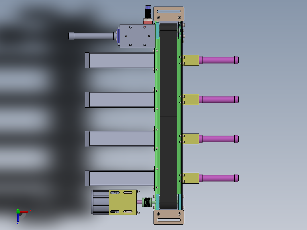 分拣结构教学模型3D图纸 Solidworks设计俯视图