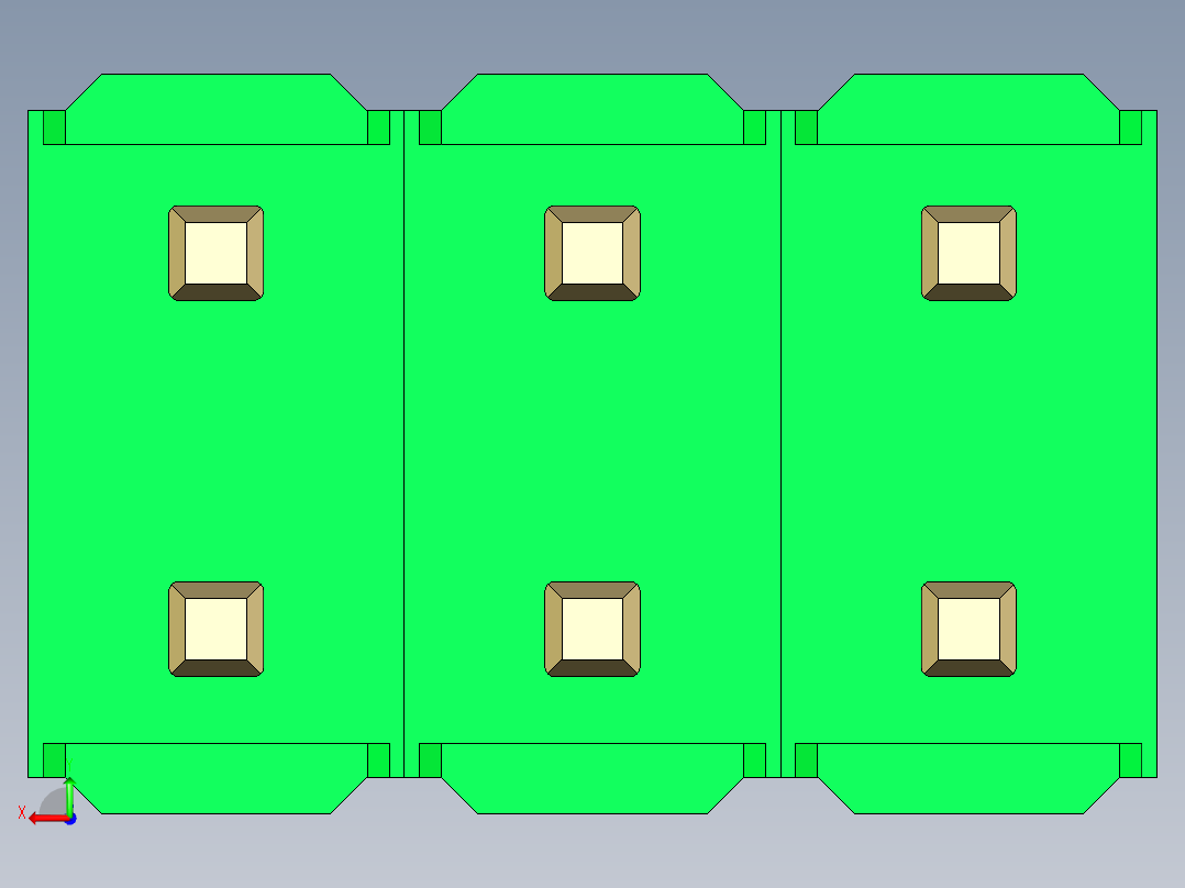 彩色公头100mil（2.54mm）系列-DS1021_green_2x03p_100mil_Type5_rev1.0后视图