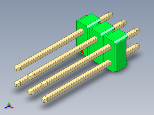 彩色公头100mil（2.54mm）系列-DS1021_green_2x03p_100mil_Type5_rev1.0正等轴测缩略图