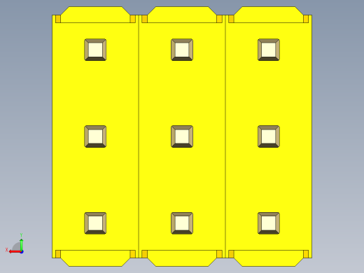 彩色公头100mil（2.54mm）系列-DS1021_yellow_3x03p_100mil_Type43_rev1.0后视缩略图