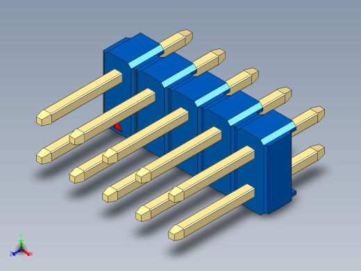 彩色公头100mil（2.54mm）系列-DS1021_blue_2x05p_100mil_Type1_rev1.0正等轴测缩略图