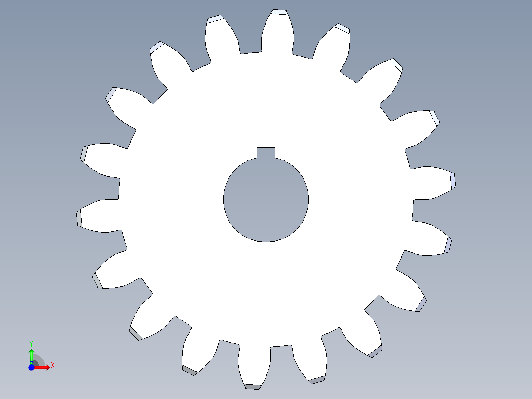 正齿轮压力角20 -24dp-20pa-18t spur gear前视图