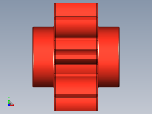3647 Red Technic Gear 8 Tooth.STEP前视缩略图