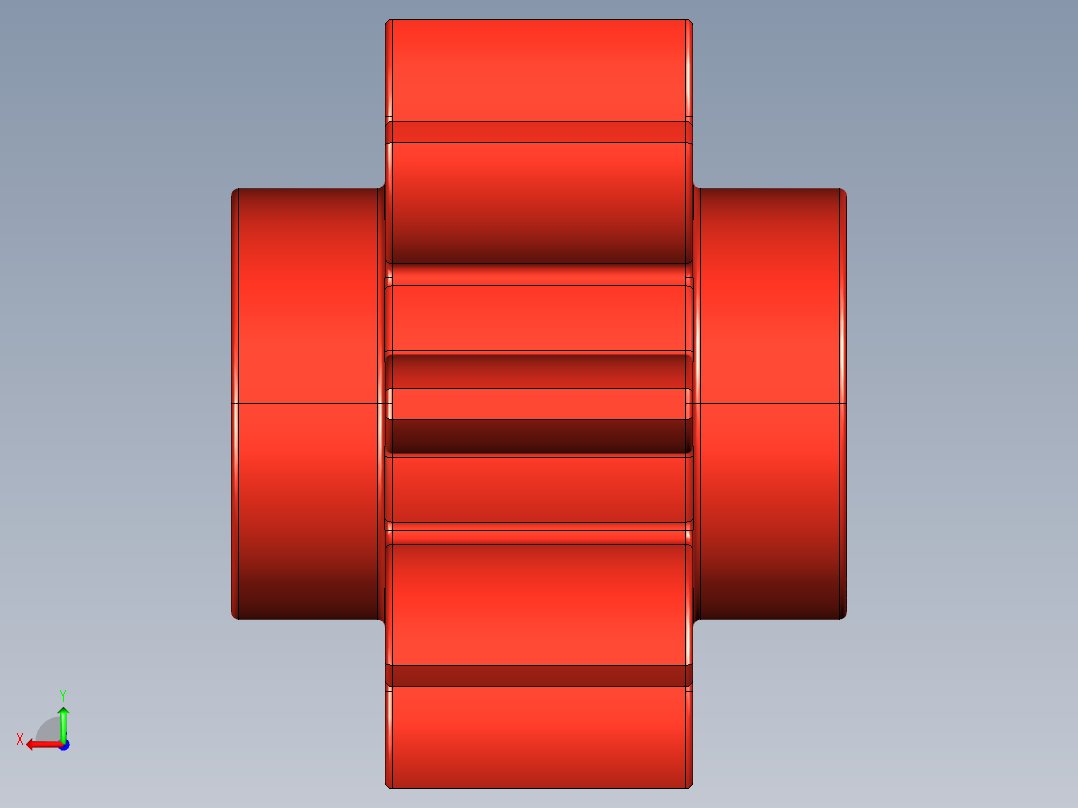 3647 Red Technic Gear 8 Tooth.STEP后视图