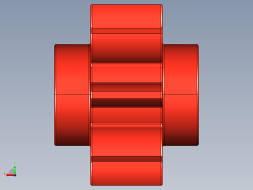 3647 Red Technic Gear 8 Tooth.STEP后视缩略图