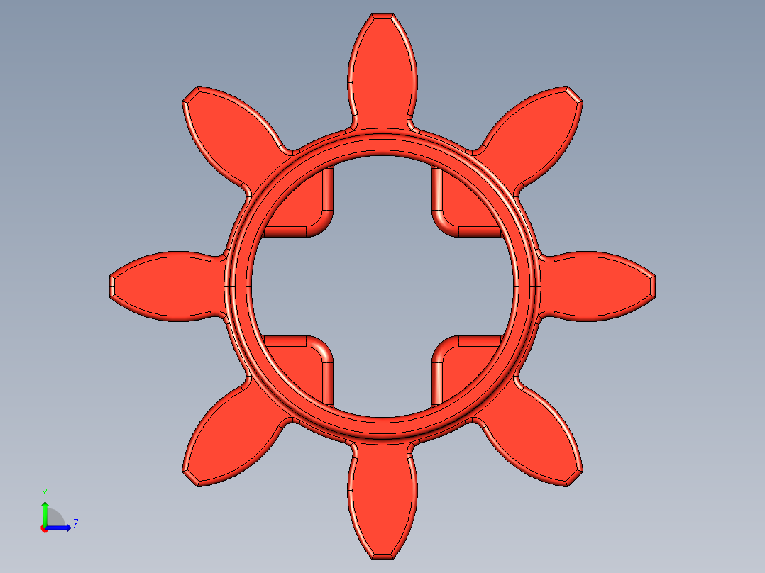 3647 Red Technic Gear 8 Tooth.STEP左视图