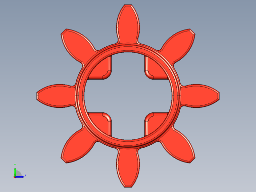 3647 Red Technic Gear 8 Tooth.STEP左视缩略图