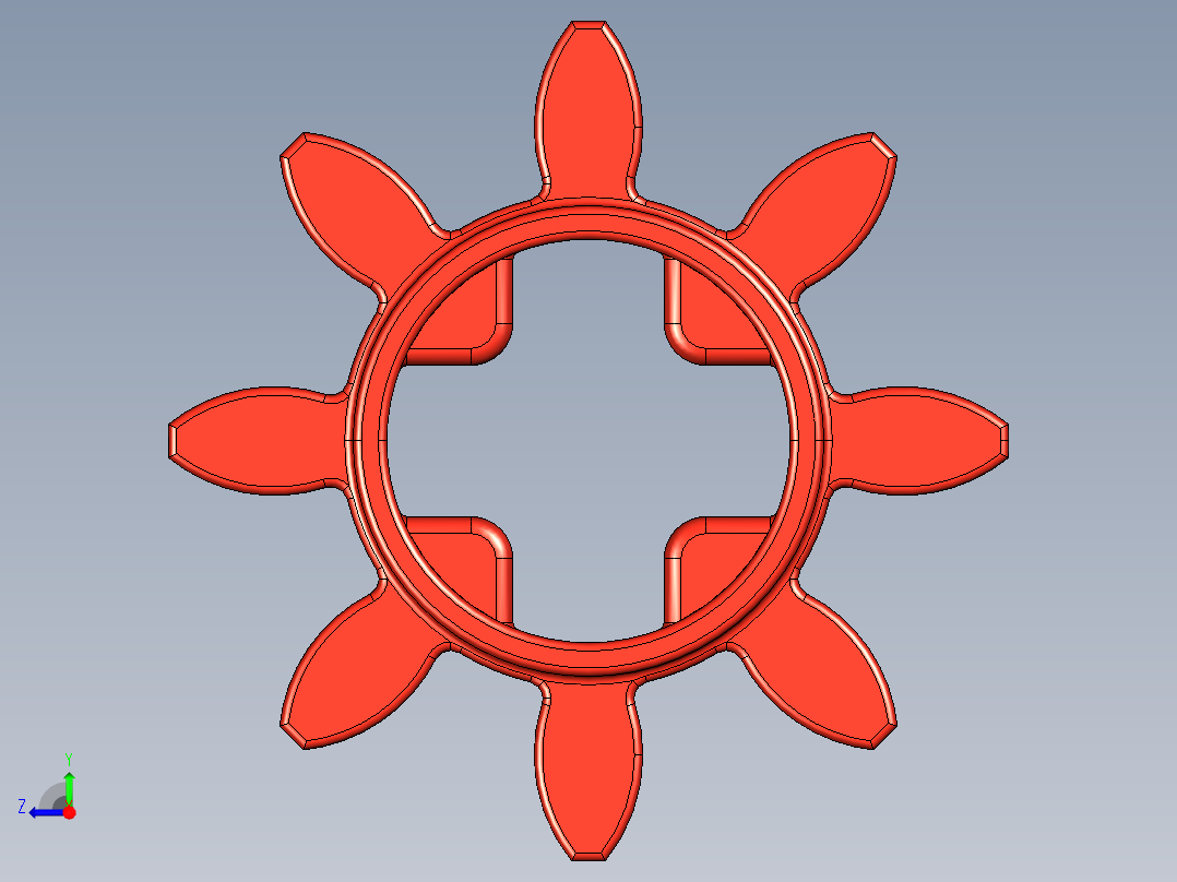 3647 Red Technic Gear 8 Tooth.STEP右视图