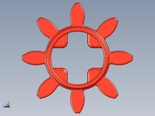 3647 Red Technic Gear 8 Tooth.STEP右视缩略图