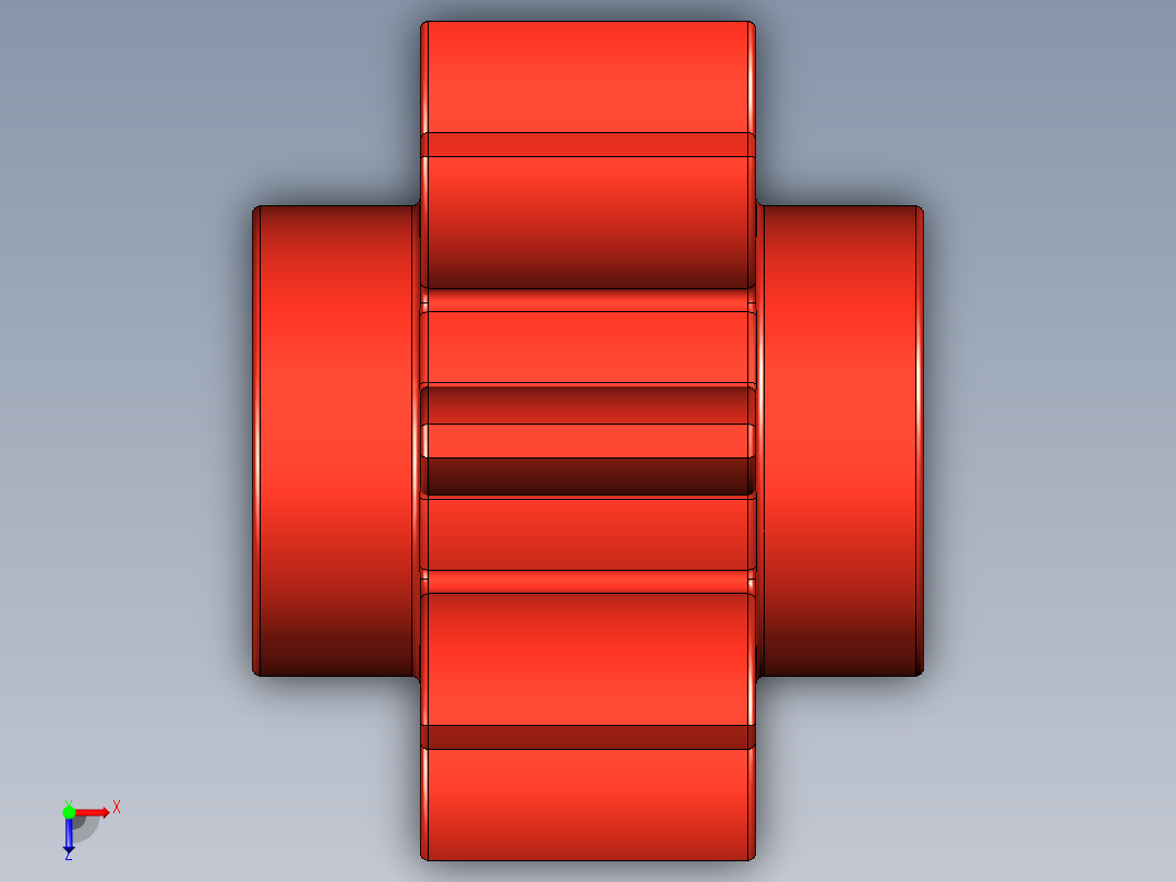 3647 Red Technic Gear 8 Tooth.STEP俯视图