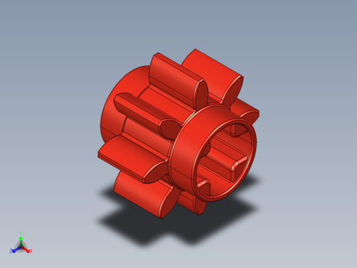 3647 Red Technic Gear 8 Tooth.STEP正等轴测缩略图