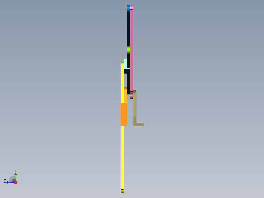 曲柄摇杆与正切机构串接右视图