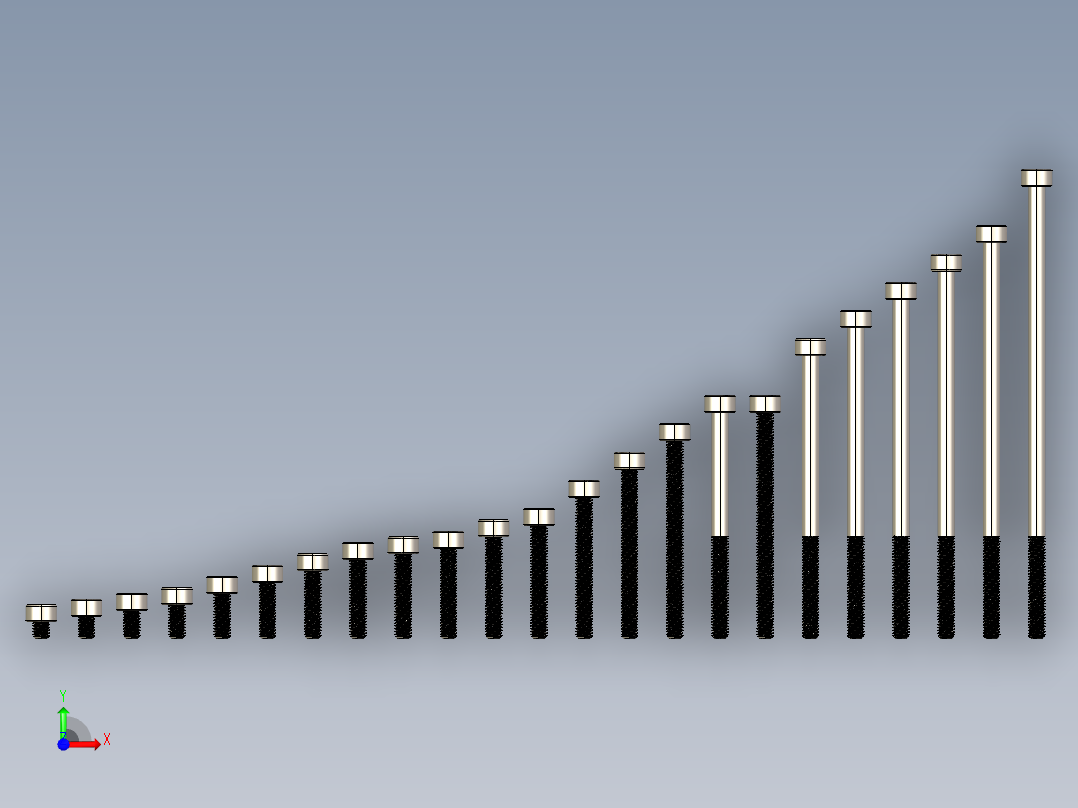 M3公制内六角螺钉汇总前视图