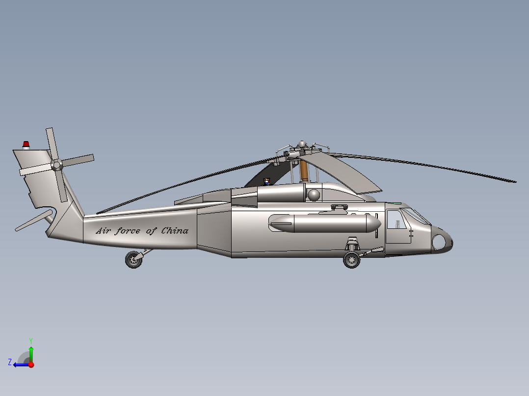 黑鹰直升机右视图