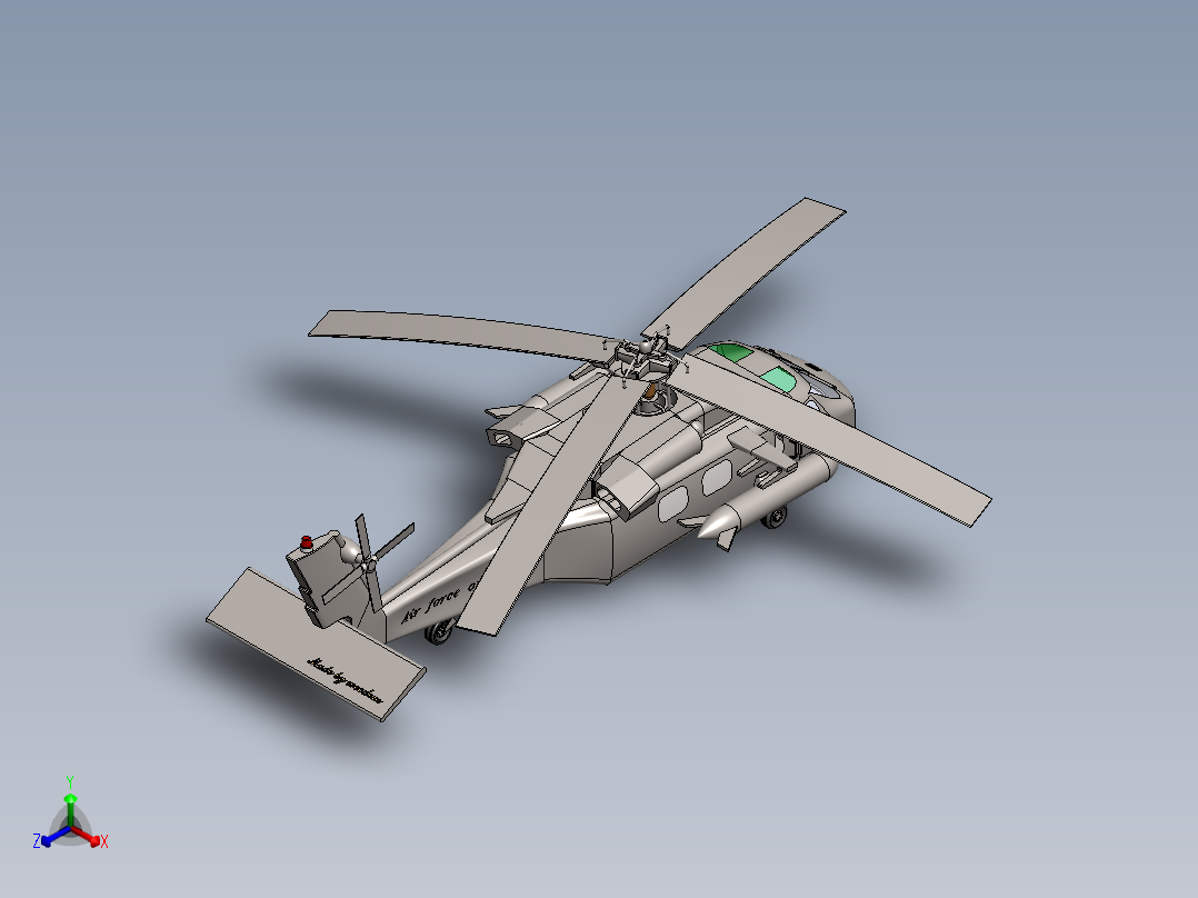 黑鹰直升机正等轴测图