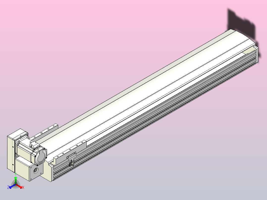 皮带直线轴半封闭可选导轨TPA-HNB-202D-140-L1000-LU-Y-P75-N3正等轴测图