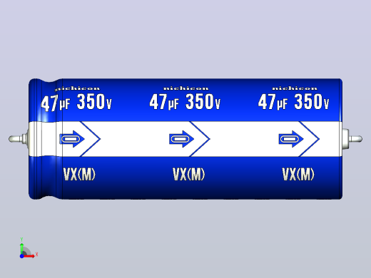 铝制轴向电解电容器。VX系列47uf 350v。16x41.5mm毫米。间距44.5至51毫米。电解镍镉电池前视缩略图