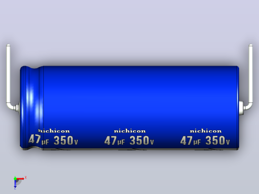 铝制轴向电解电容器。VX系列47uf 350v。16x41.5mm毫米。间距44.5至51毫米。电解镍镉电池俯视缩略图