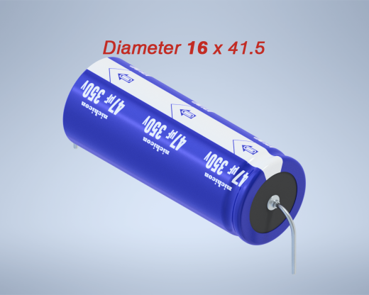铝制轴向电解电容器。VX系列47uf 350v。16x41.5mm毫米。间距44.5至51毫米。电解镍镉电池缩略图