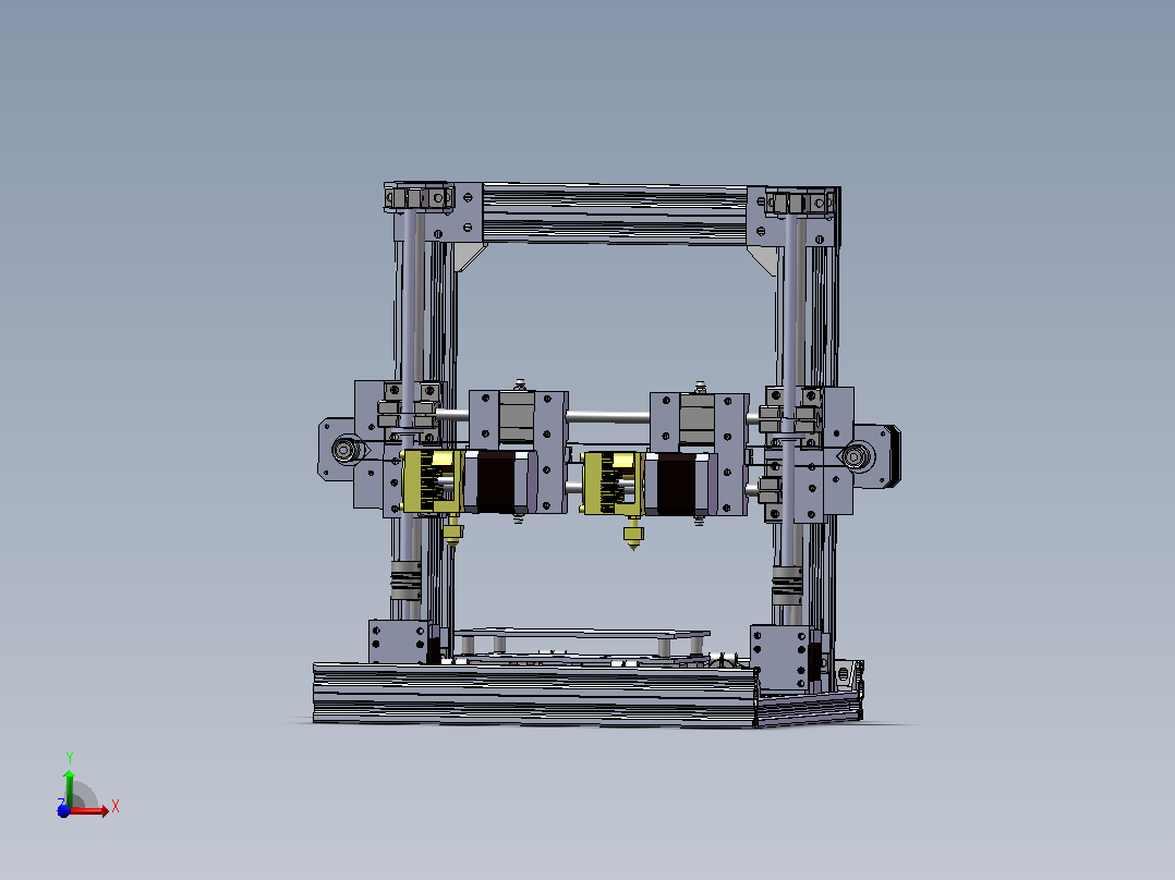 双喷头3D打印机主视图