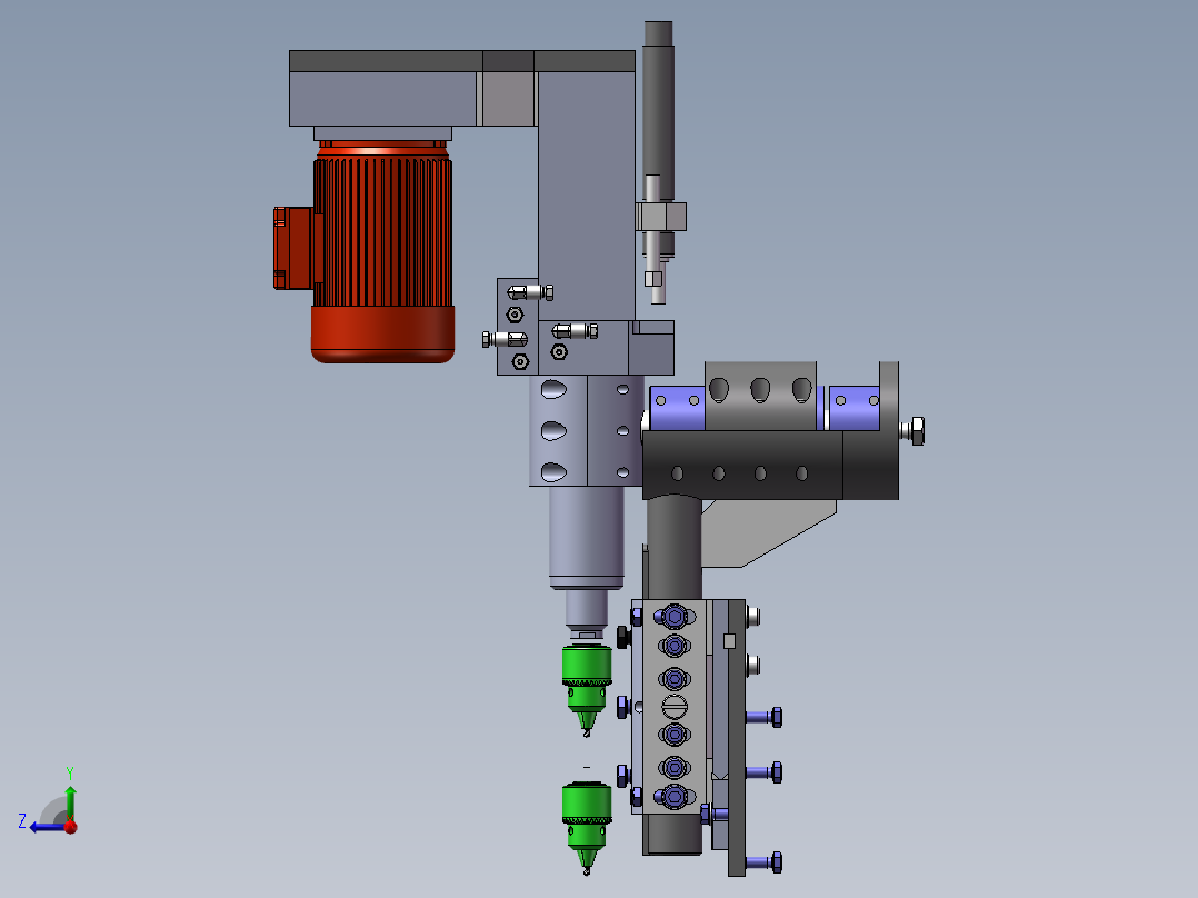 车床钻孔调整装置sw18可编辑右视图