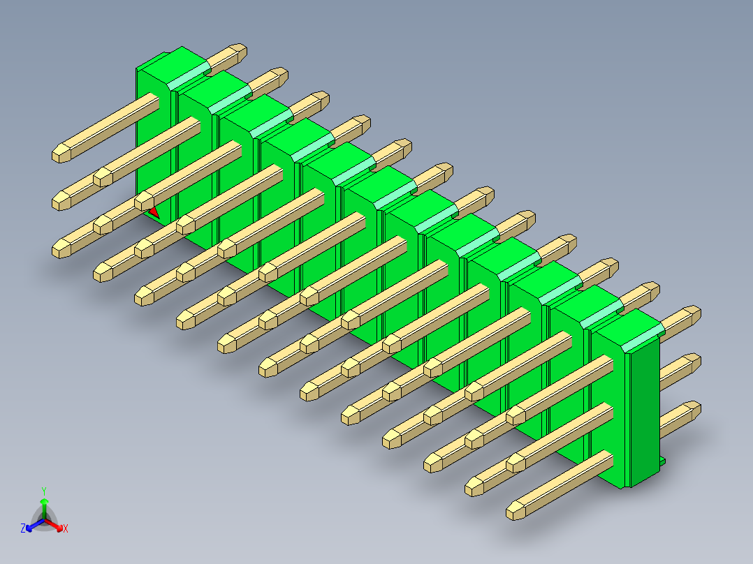 彩色公头100mil（2.54mm）系列-DS1021_green_3x12p_100mil_Type1_rev1.0主视图