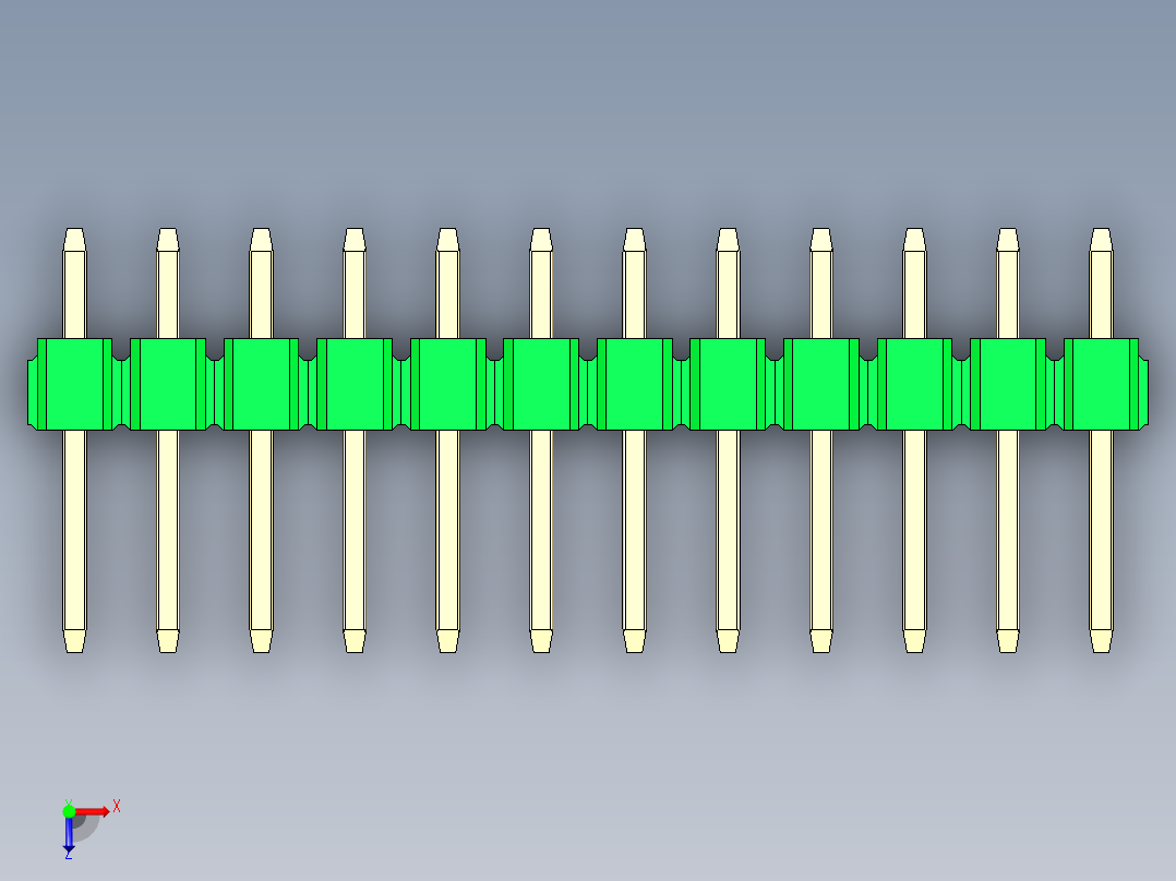 彩色公头100mil（2.54mm）系列-DS1021_green_3x12p_100mil_Type1_rev1.0俯视图