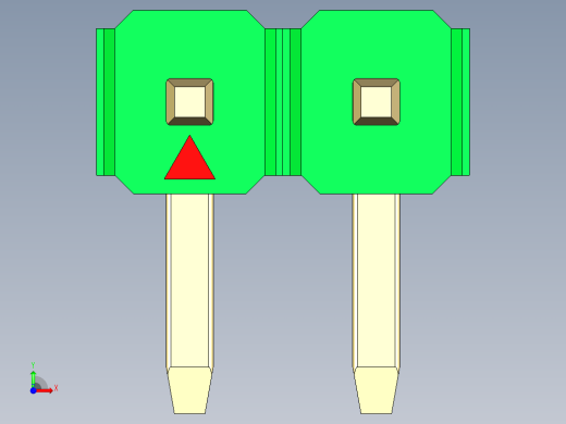 彩色公排针 100mil 2.54mm 系列-DS1022_green_1x02p_100mil_TypeD_rev1.0前视缩略图