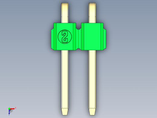 彩色公排针 100mil 2.54mm 系列-DS1022_green_1x02p_100mil_TypeD_rev1.0俯视缩略图