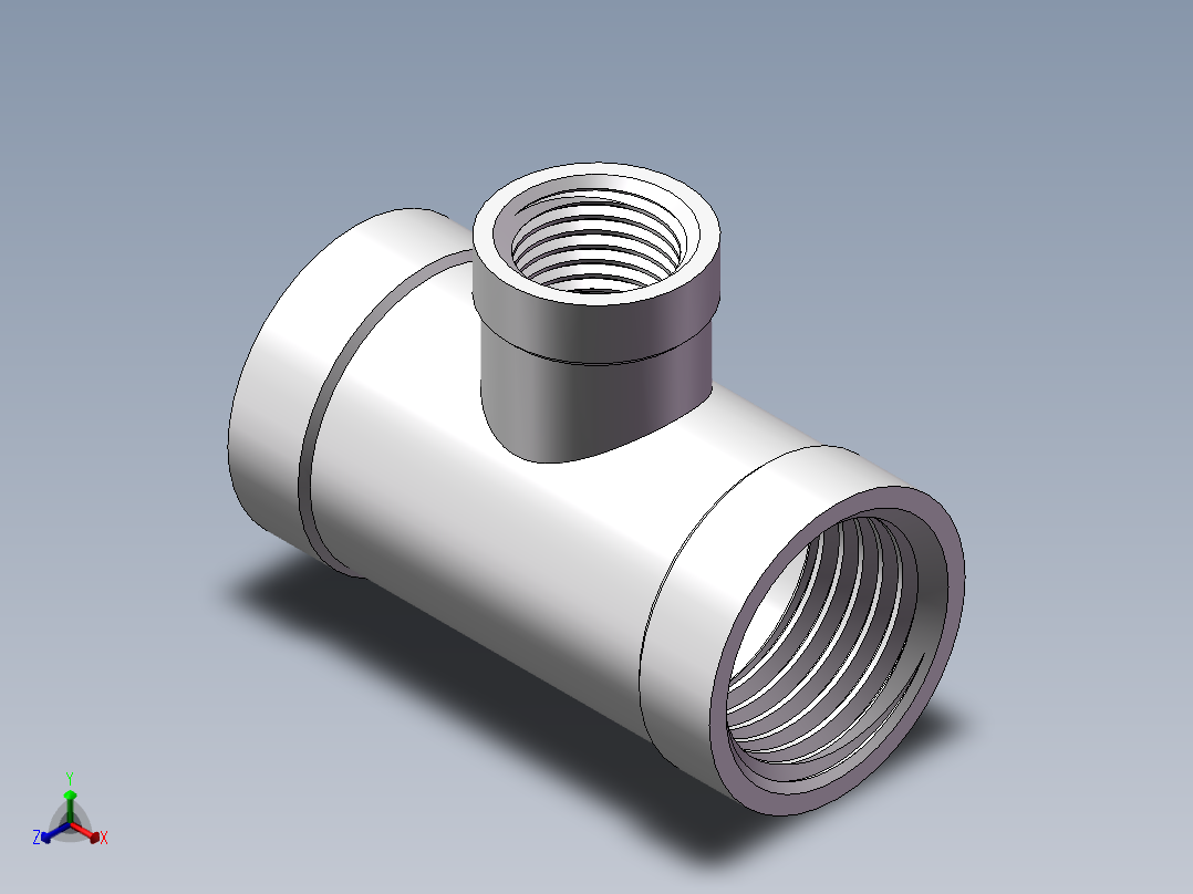 三通-异径 DN15-DN8正等轴测图