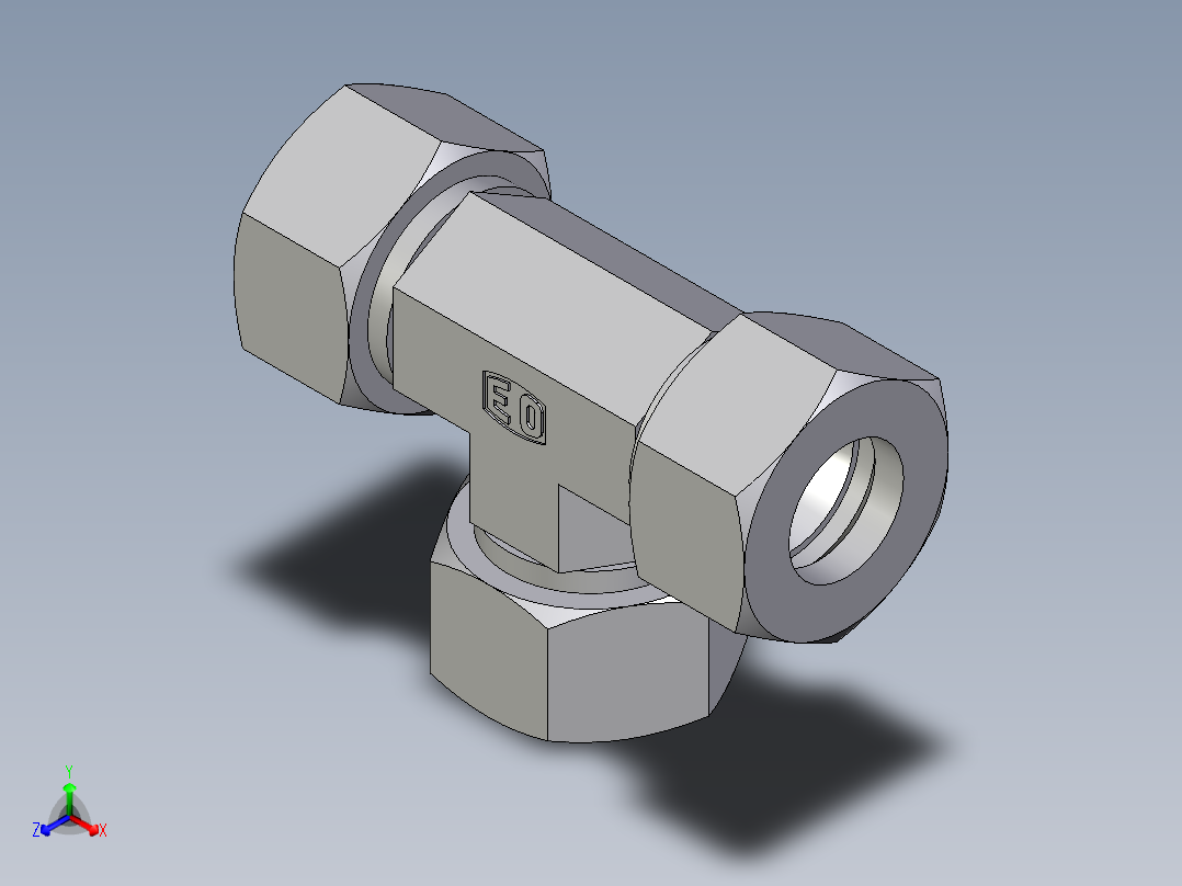 卡套式工业通用硬管接头EO_Union_tee_T18LCF主视图