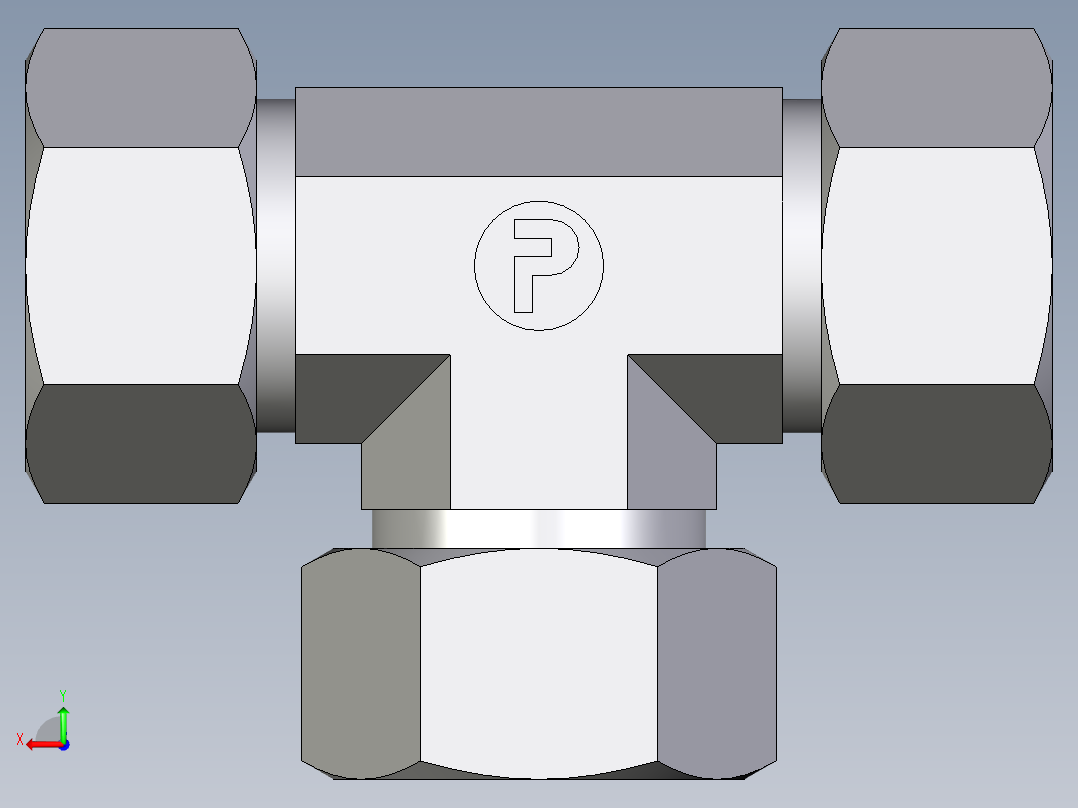 卡套式工业通用硬管接头EO_Union_tee_T18LCF后视图