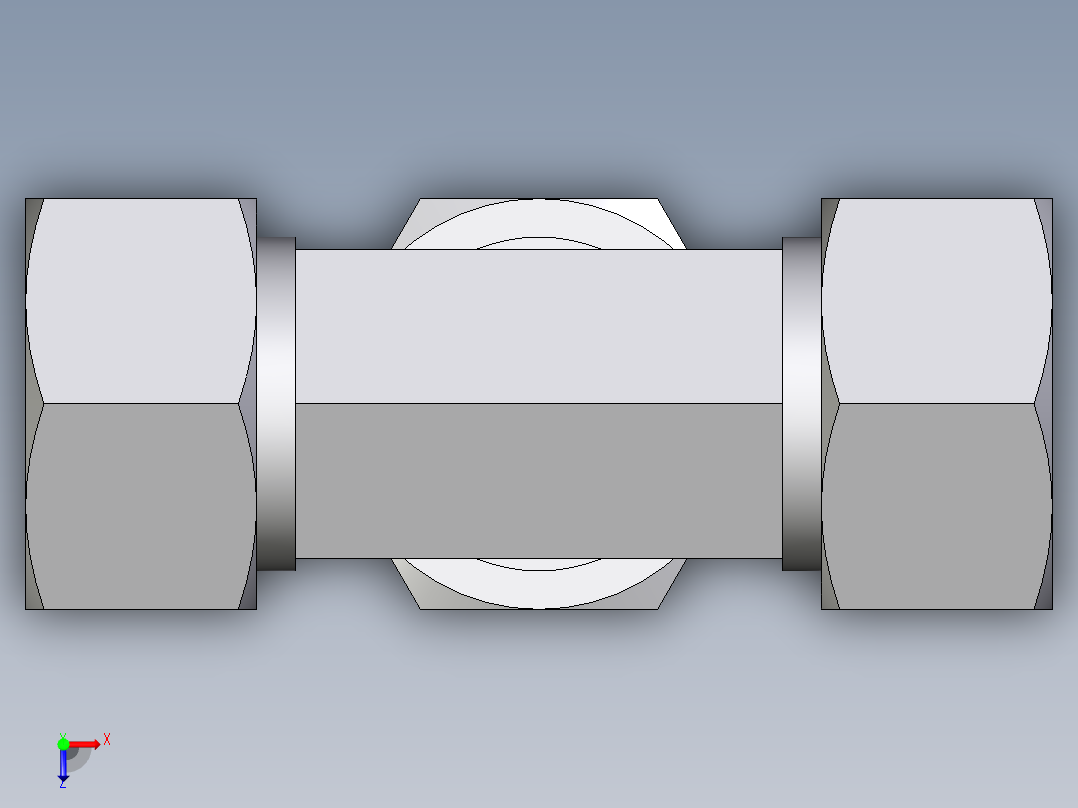 卡套式工业通用硬管接头EO_Union_tee_T18LCF俯视图