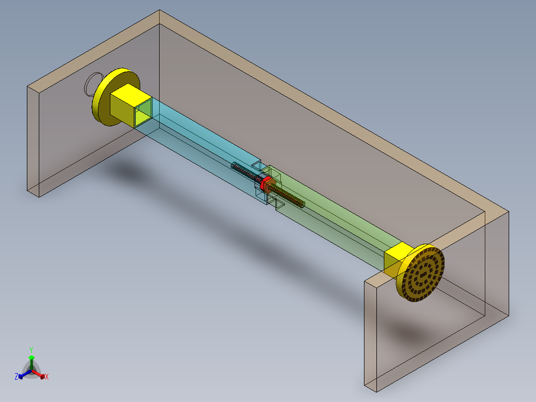 双向顶杆机构正等轴测图